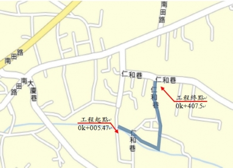 「名間鄉大庄地區」防災道路工程位置圖