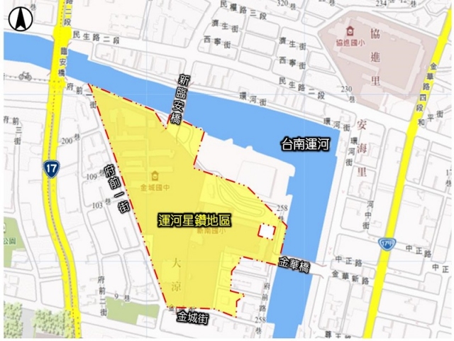 「臺南市中國城暨運河星鑽地區區段徵收公共工程(運河星鑽區)」位置圖(南工處提供)
