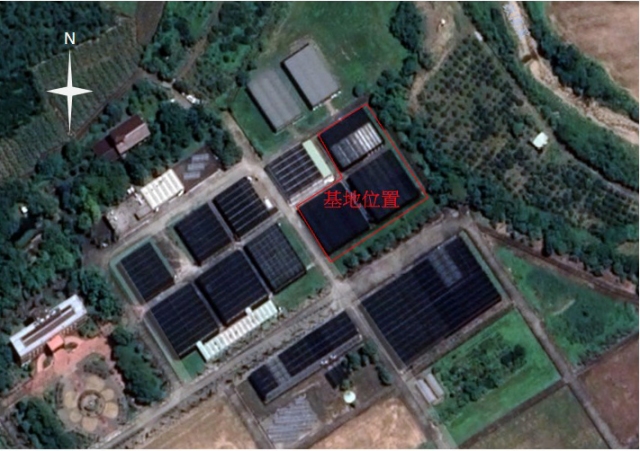 &uarr;工程基地位置圖（農試所雲林縣古坑鄉花卉研究中心內）