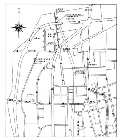 &uarr;員林果菜市場周邊道路（新生路）拓寬工程位置圖