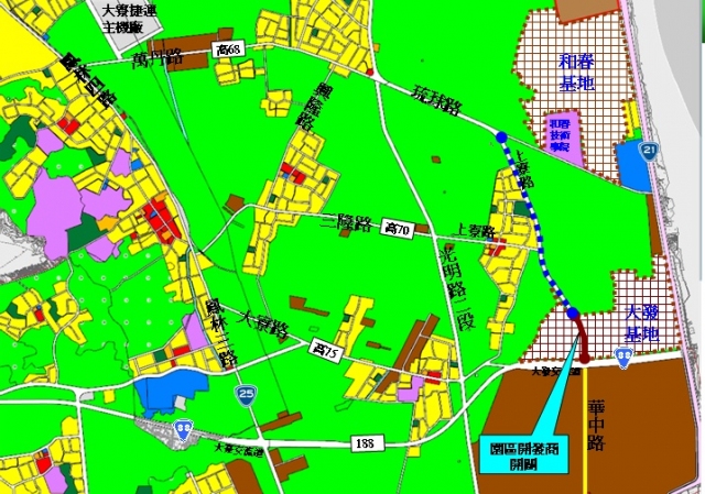 「大寮和發產業園區聯外道路開闢工程」位置示意圖(南工處提供)