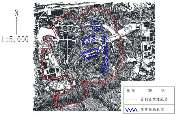 臺北市南港區南港重要軍事設施管制區範圍地形圖（中華民國103年1月5日）