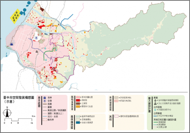 直轄市、縣（市）國土計畫之空間發展構想圖（以臺中市為例）