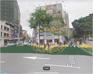 新竹市東門圓環人行道改善工程模擬圖