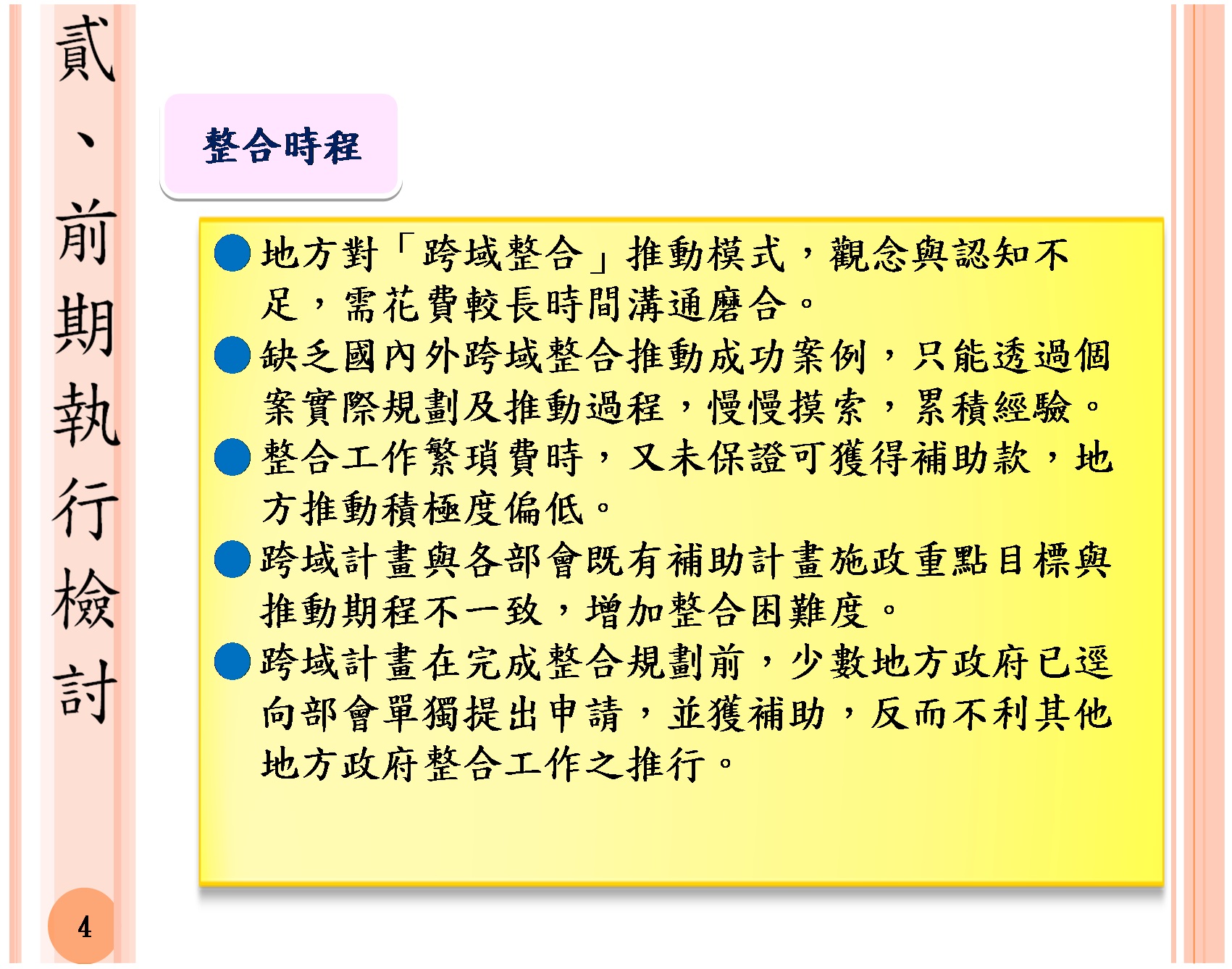 整合時程