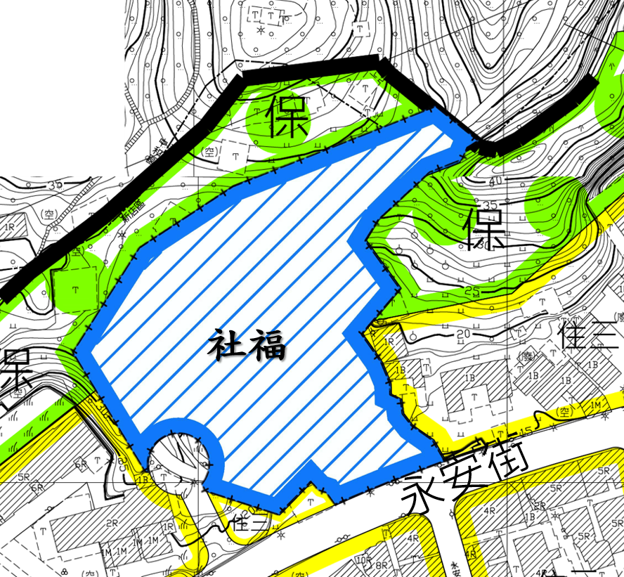 圖1 內政部都市計畫委員會第1053次會議審議通過機關用地變更為社會福利設施用地之土地使用計畫示意圖