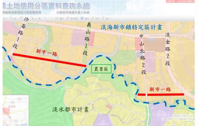 ↑淡海新市鎮特定區計畫道路之新市一路概況示意圖