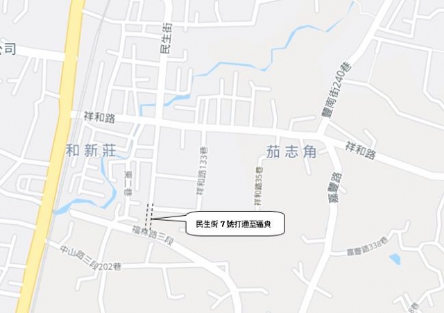 ↑潭子區民生街7號打通至福貴路工程位置圖2