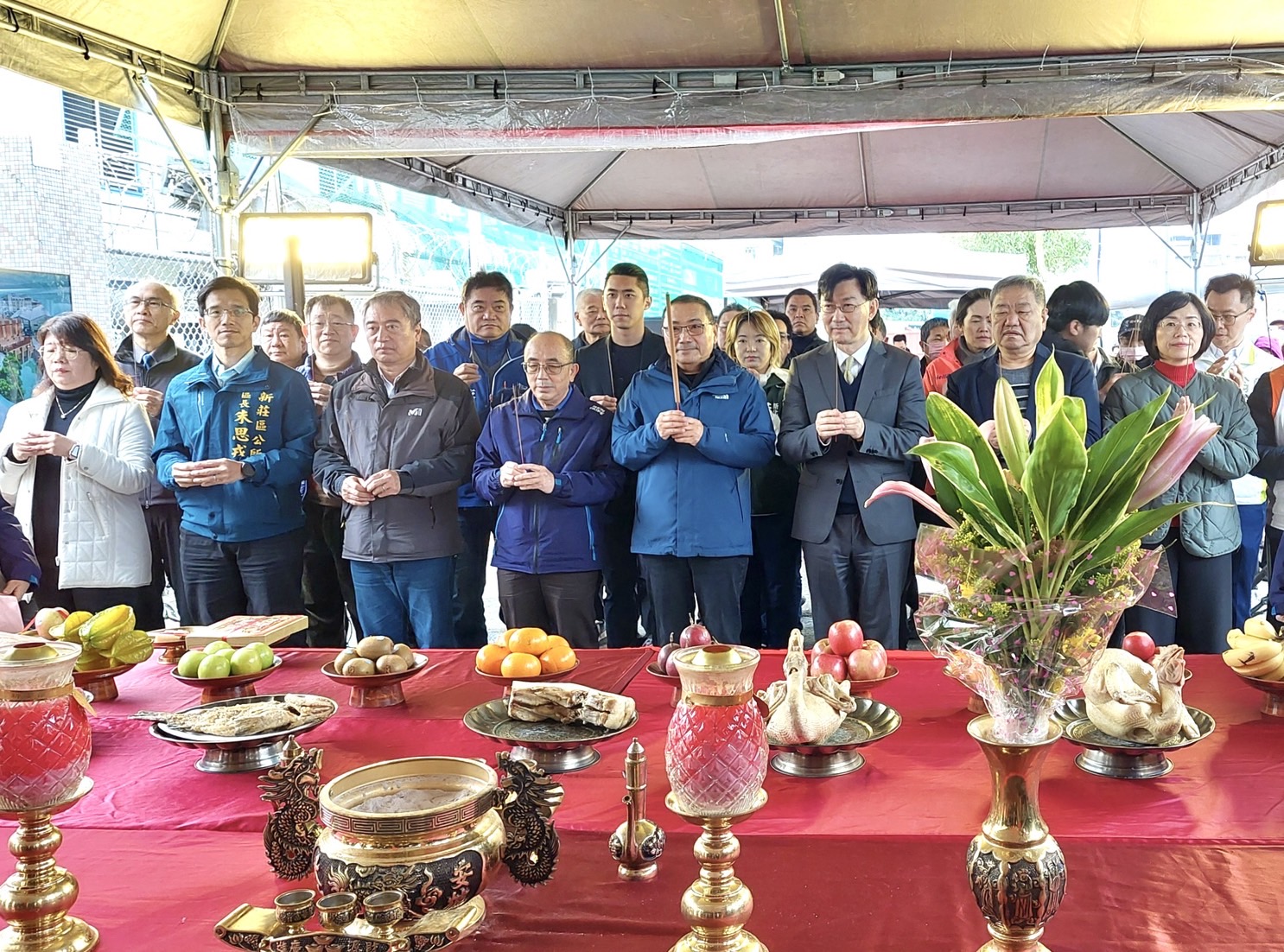 「新北市新莊區潭底溝抽水站機組更新工程」動土典禮，祈求工程順利進行