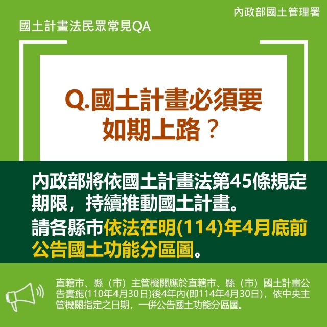 Q. 國土計畫必須要如期上路