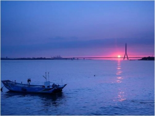 「淡北八景」之戌台夕陽模擬圖