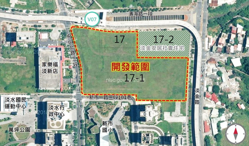 「淡海輕軌淡水行政中心站周邊土地開發案」招商開發範圍示意圖